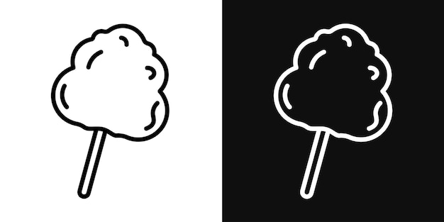 Conjunto de iconos de algodón caramelo Sugar Candy símbolo vectorial de hilo de algodó en un estilo negro lleno y delineado Signo de trato de Candyfloss caprichoso