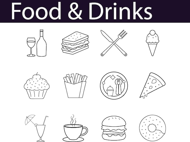 Conjunto de iconos de alimentos y bebidas