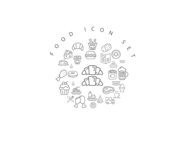 Conjunto de iconos de alimentos decorativos