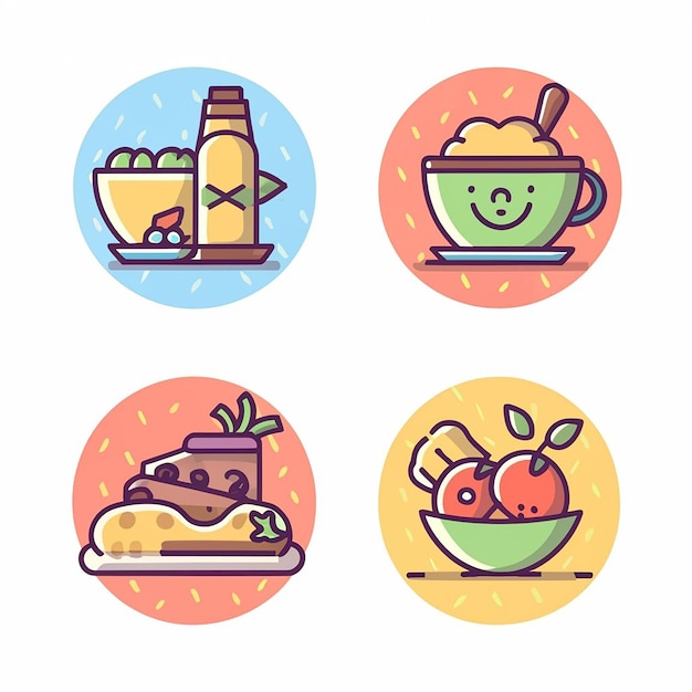 Vector conjunto de íconos de alimentos sobre un fondo blanco