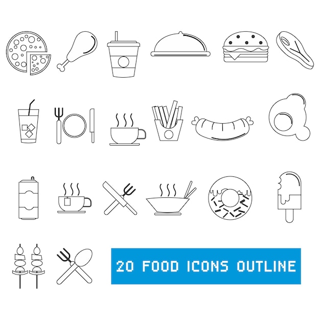 Conjunto de iconos de alimentos Vector de contorno