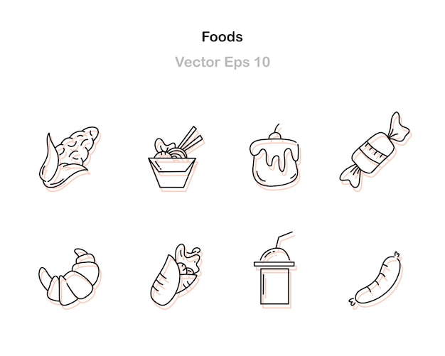 conjunto de iconos de alimentos vector set