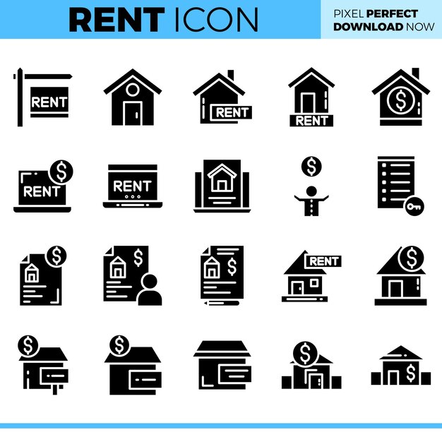 Conjunto de iconos de alquiler vectorial