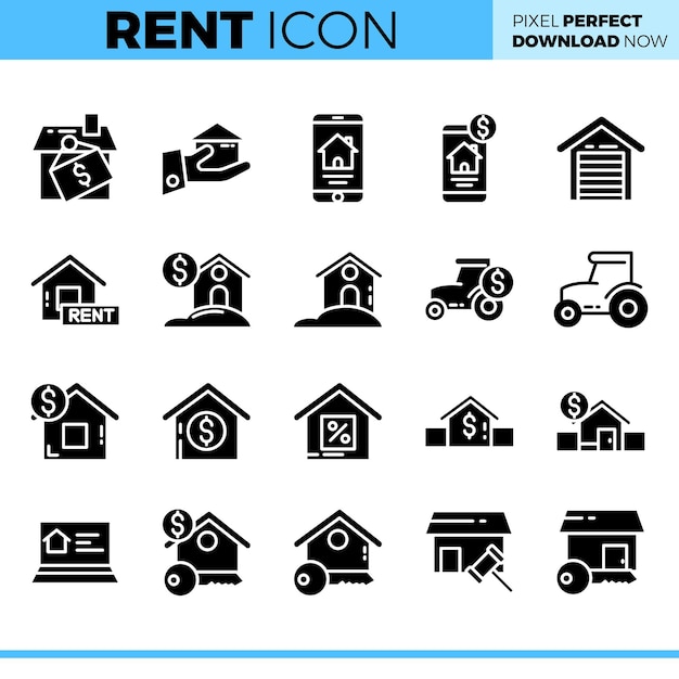Conjunto de iconos de alquiler vectorial
