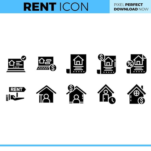 Conjunto de iconos de alquiler vectorial