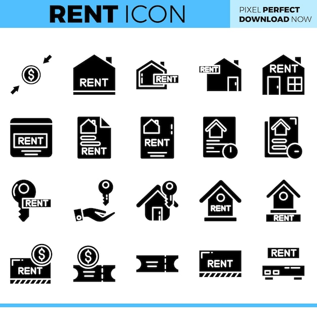 Conjunto de iconos de alquiler vectorial