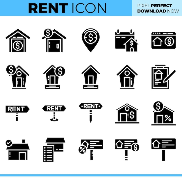 Conjunto de iconos de alquiler vectorial