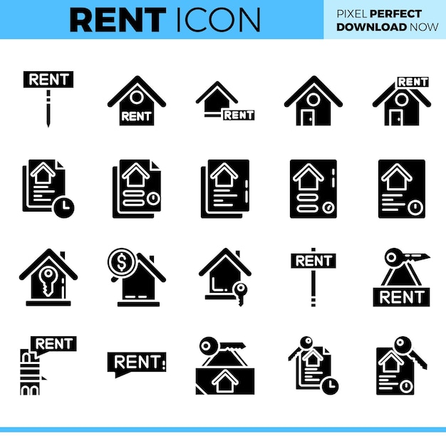Conjunto de iconos de alquiler vectorial