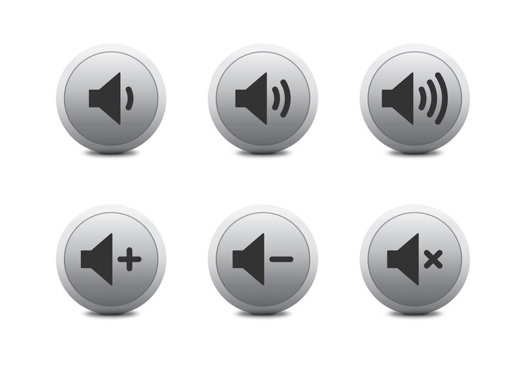 Vector conjunto de iconos de altavoz símbolos de volumen ilustración vectorial