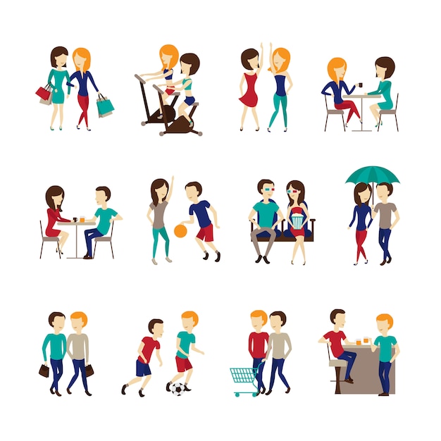 Conjunto de iconos de amigos