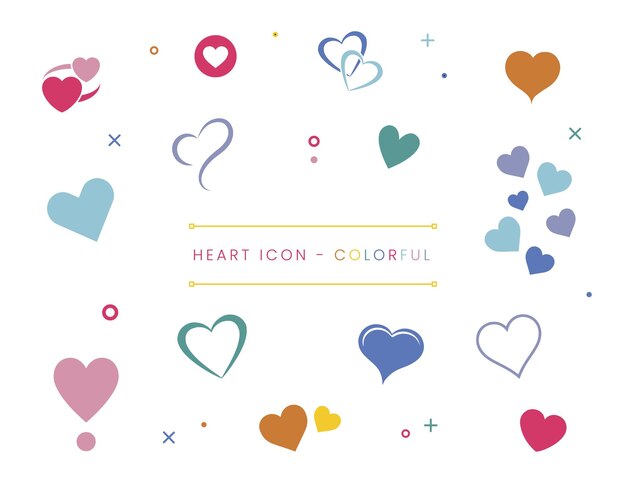 Conjunto de íconos de amor de corazón Formas de corazón minimalistas para el día de San Valentín Diseños de bodas y románticos