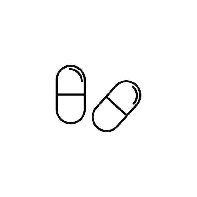 Conjunto de íconos para analgésicos Reducción del dolor Píldora y cápsula de medicamentos Símbolo vectorial en negro Estilo lleno y delineado Tablata de atención médica Signo