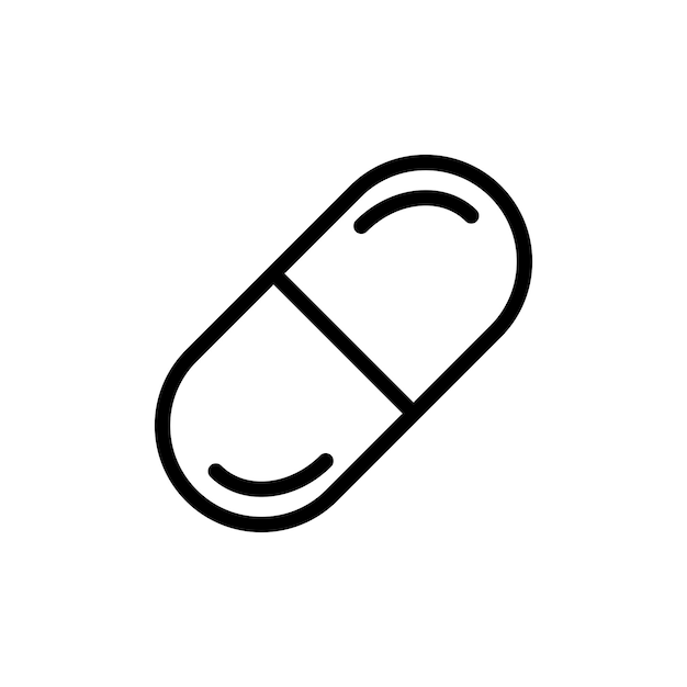 Conjunto de íconos para analgésicos Reducción del dolor Píldora y cápsula de medicamentos Símbolo vectorial en negro Estilo lleno y delineado Tablata de atención médica Signo