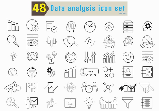 Conjunto de íconos de análisis de datos Gráficos análisis estadístico gráfico de crecimiento de grandes datos investigación