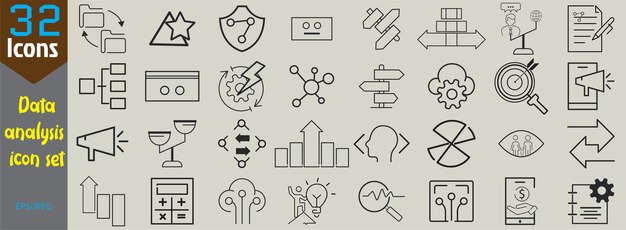 Conjunto de íconos de análisis de datos Gráficos análisis estadístico gráfico de crecimiento de grandes datos investigación