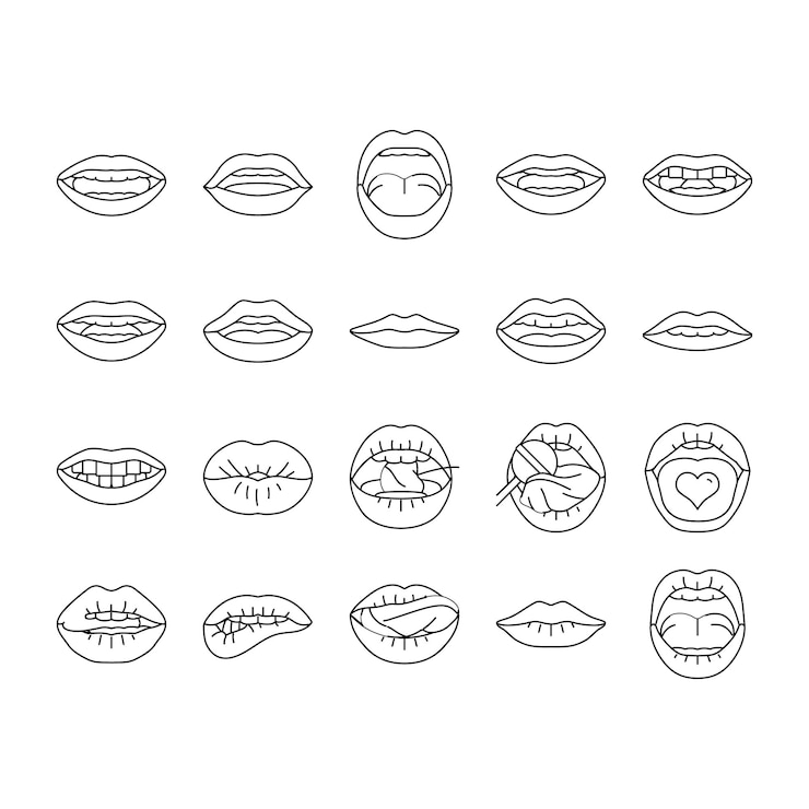 Vector conjunto de iconos de animación de personajes de boca vector