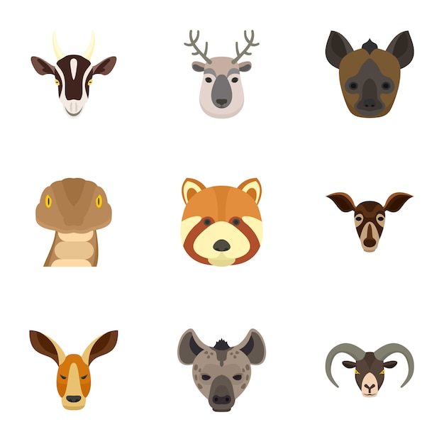 Conjunto de iconos de animales. conjunto plano de 9 iconos vectoriales de animales