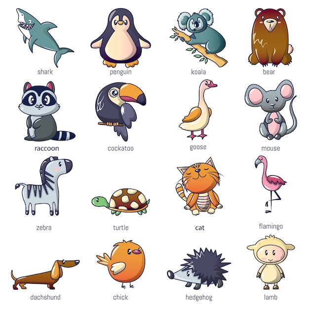 Conjunto de iconos de animales