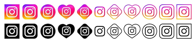 Vector conjunto de iconos de aplicaciones de instagram logotipo de las redes sociales ilustración vectorial