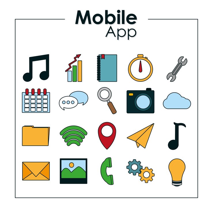 Vector conjunto de iconos de aplicaciones móviles