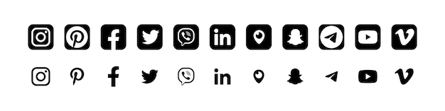 Vector conjunto de iconos de aplicaciones de redes sociales instagram facebook youtube twitter vector ucrania zaporizhzhia 24 de marzo