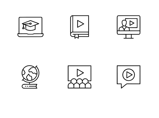 El conjunto de iconos de aprendizaje en línea contiene estos iconos ELearning EBook Webinar en línea Educación en línea