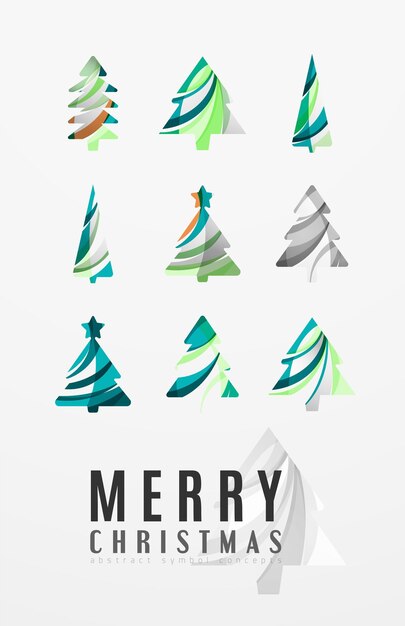 Conjunto de iconos de árbol de Navidad abstractos conceptos de logotipo de empresa limpio moderno diseño brillante