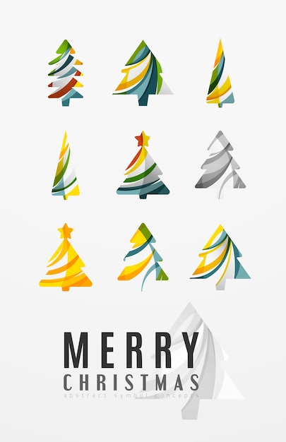 Conjunto de iconos de árbol de Navidad abstractos conceptos de logotipo de empresa limpio moderno diseño brillante