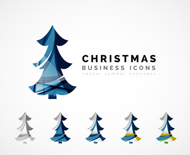 Conjunto de iconos de árbol de Navidad abstractos conceptos de logotipo de empresa limpio moderno diseño brillante