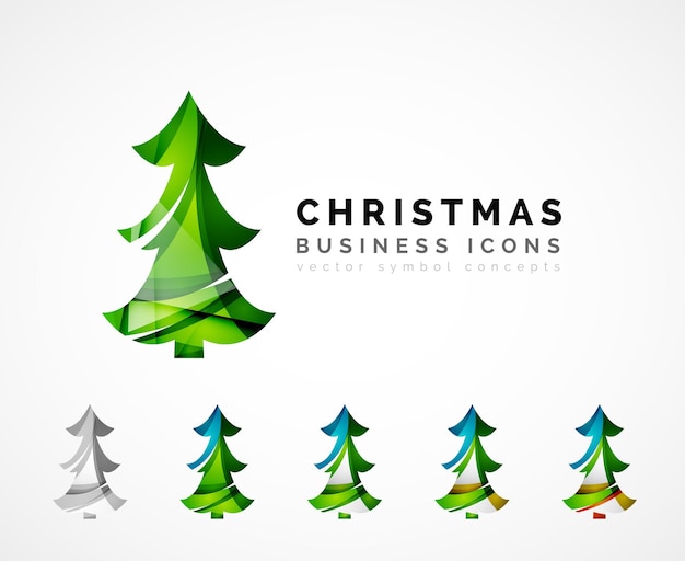 Conjunto de iconos de árbol de Navidad abstractos conceptos de logotipo de empresa limpio moderno diseño brillante