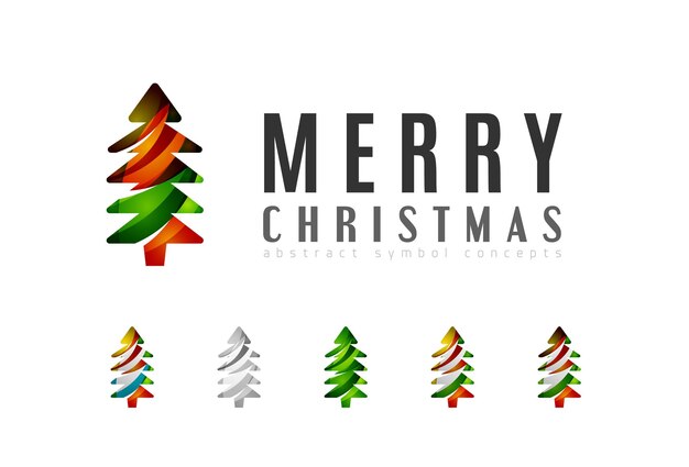 Conjunto de iconos de árbol de Navidad abstractos conceptos de logotipo de empresa limpio moderno diseño brillante