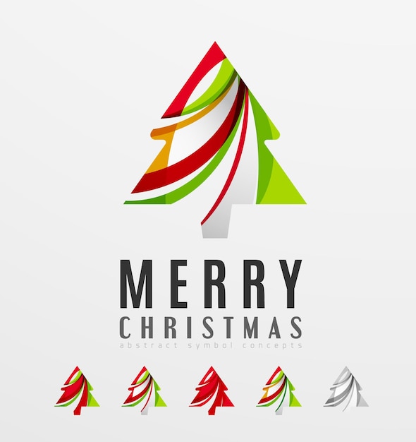 Conjunto de iconos de árbol de Navidad abstractos conceptos de logotipo de empresa limpio moderno diseño brillante