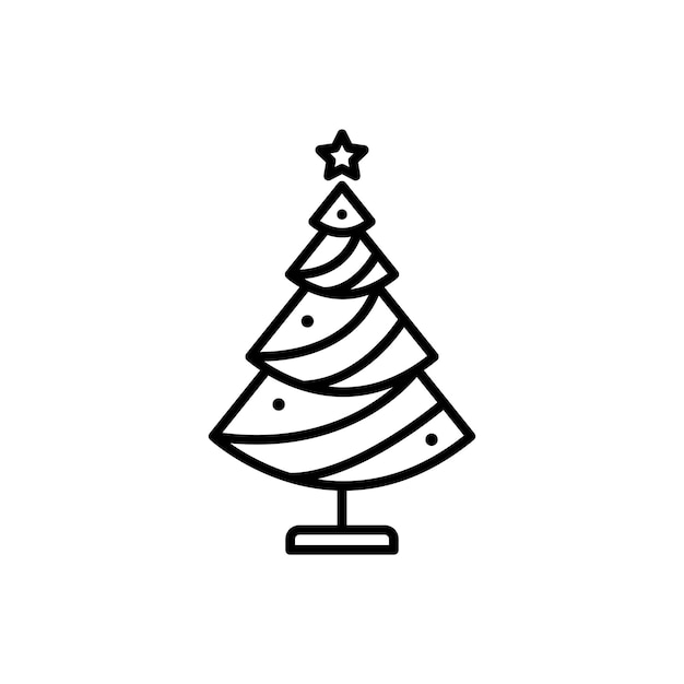 Conjunto de iconos de árbol de Navidad Decorado Silueta de árbol Símbolo vectorial en un estilo de relleno y contorno negro