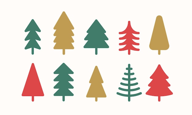 Conjunto de iconos de árboles de Navidad coloridos