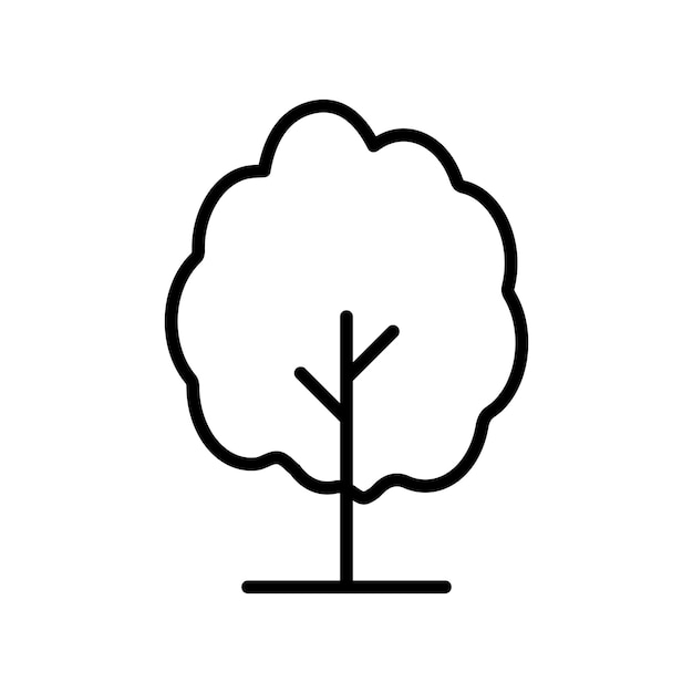 Conjunto de íconos de árboles simple símbolo vectorial de árbol de bosque de roble en estilo negro lleno y delineado