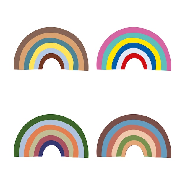 Conjunto de iconos de arcoíris Ilustración plana de iconos vectoriales de arco iris para el diseño web