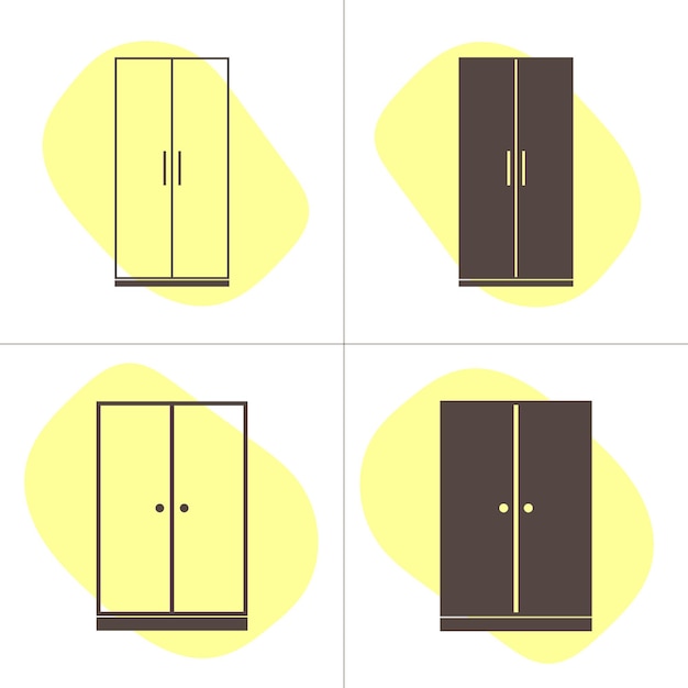 Conjunto de iconos de armario ilustración vectorial estilo de diseño plano
