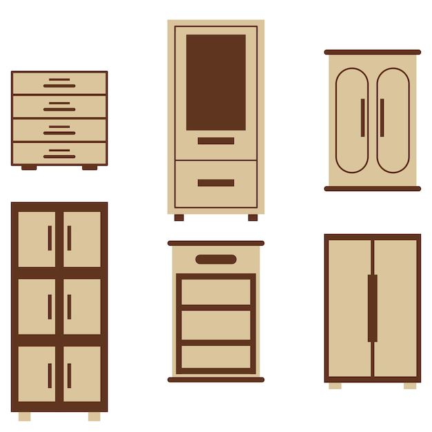 Vector conjunto de iconos de armario muebles para el hogar