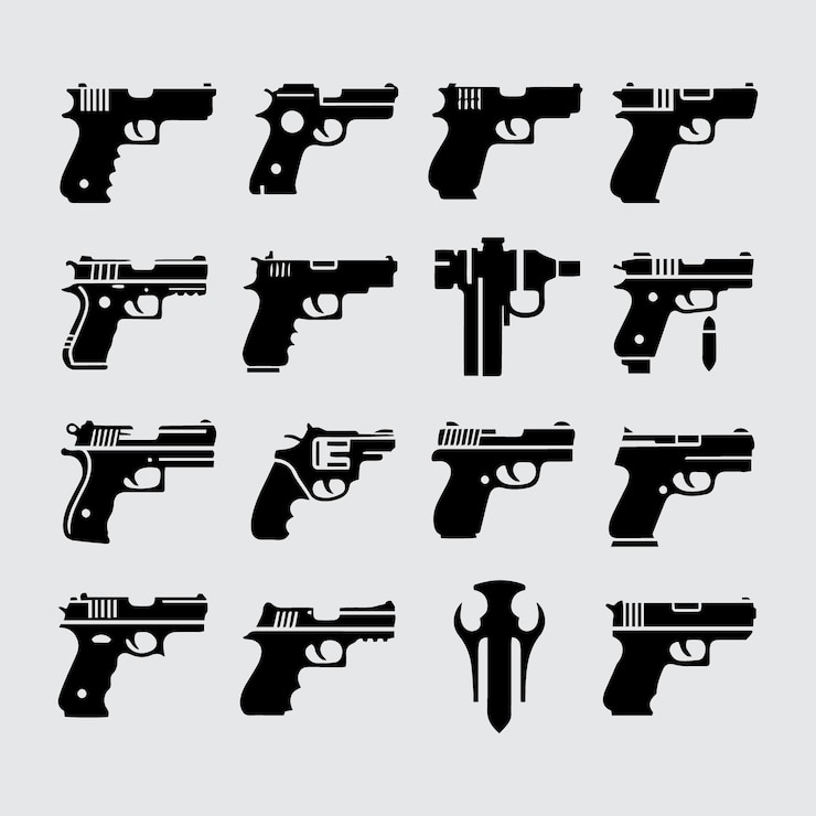 Vector conjunto de iconos de armas colección de vectores de armas elemento vectorial de icono de pistola