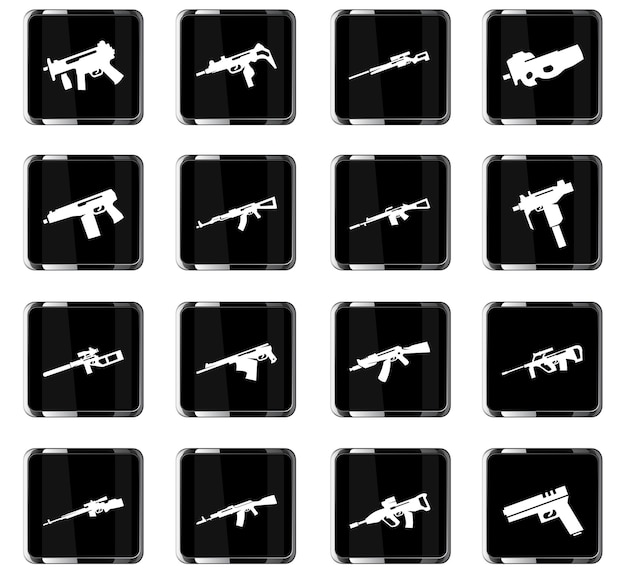 Conjunto de iconos de armas de mano para sitios web e interfaz de usuario