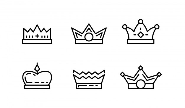 Vector conjunto de iconos de arte de línea de corona