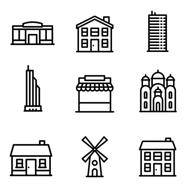 conjunto de iconos de arte vectorial de estado real ilustración en fondo blanco