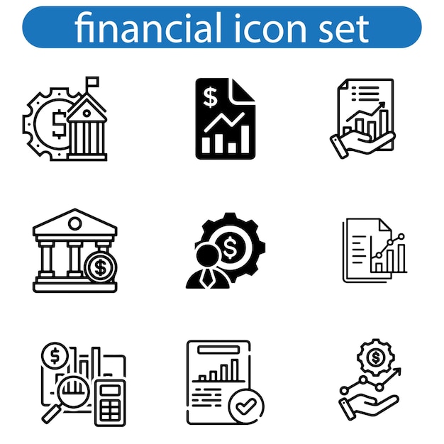 conjunto de íconos de arte vectorial de finanzas aislado conjunto de finanzas signo icono ilustración vectorial