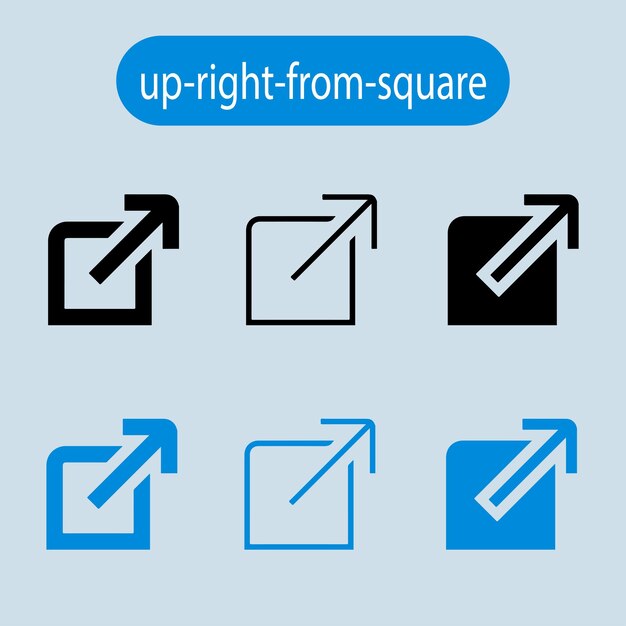 conjunto de iconos de arte vectorial de la interfaz de usuario cuadrada hacia arriba
