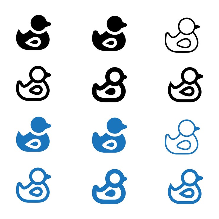Vector conjunto de iconos de arte vectorial de la interfaz de usuario del pato