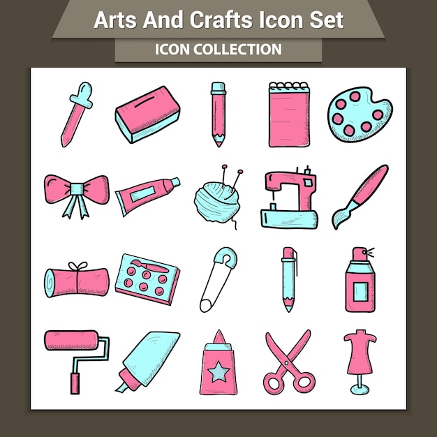 Vector conjunto de iconos de artes y oficios.