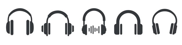 Conjunto de iconos de auriculares ilustración vectorial