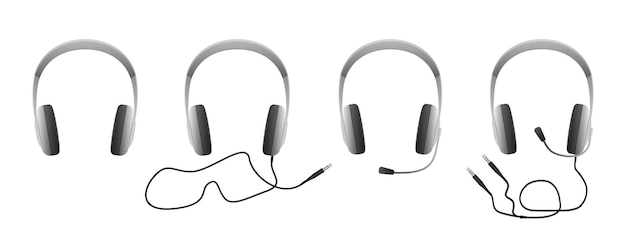 Conjunto de iconos de auriculares inalámbricos y con cable
