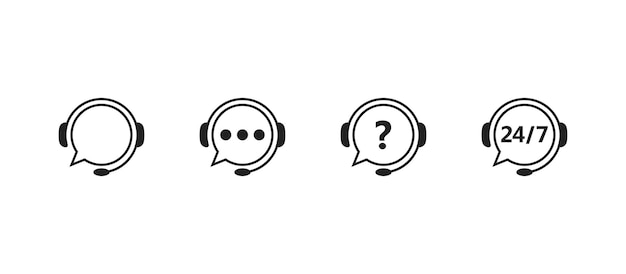 Conjunto de iconos de auriculares de servicio al cliente Icono de línea directa Vector EPS 10
