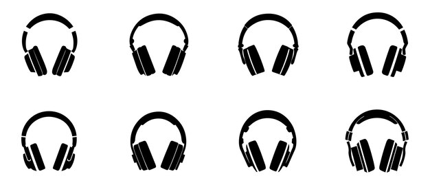 Conjunto de iconos de auriculares Vector aislado sobre fondo blanco